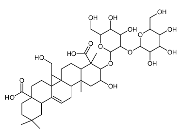 3-[4,5-dihydroxy-6-(hydroxymethyl)-3-[3,4,5-trihydroxy-6-(hydroxymethyl)oxan-2-yl]oxyoxan-2-yl]oxy-2-hydroxy-6b-(hydroxymethyl)-4,6a,11,11,14b-pentamethyl-1,2,3,4a,5,6,7,8,9,10,12,12a,14,14a-tetradecahydropicene-4,8a-dicarboxylic acid结构式