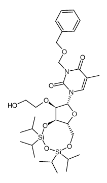 2'-O-(2-hydroxyethyl)-3',5'-O-tetraisopropyl-di-siloxyl-N3-benzyloxymethyl-5-methyl uridine Structure
