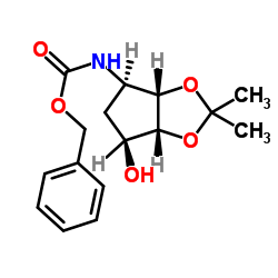 N-[(3aS,4R,6S,6aR)-四氢-6-羟基-2,2-二甲基-4H-环戊烯并-1,3-二氧戊环-4-基]氨基甲酸苄酯结构式
