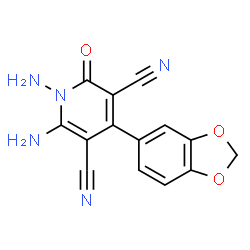 1,6-Diamino-4-(1,3-benzodioxol-5-yl)-2-oxo-1,2-dihydro-3,5-pyridinedicarbonitrile结构式