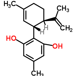 5-METHYL-2-[(1R,6R)-3-METHYL-6-(1-METHYLETHENYL)-2-CYCLOHEXEN-1-YL]-1,3-BENZENEDIOL structure