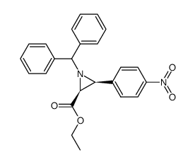 cis-1-benzhydryl-(3S)-(4-nitrophenyl)-aziridine-(2S)-carboxylic acid ethyl ester结构式