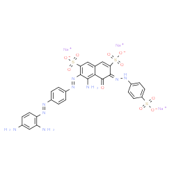 trisodium 4-amino-3-[[4-[(2,4-diaminophenyl)azo]phenyl]azo]-5-hydroxy-6-[(4-sulphonatophenyl)azo]naphthalene-2,7-disulphonate Structure