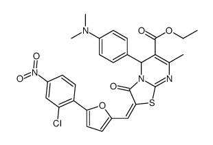 ethyl 2-[[5-(2-chloro-4-nitrophenyl)furan-2-yl]methylidene]-5-[4-(dimethylamino)phenyl]-7-methyl-3-oxo-5H-[1,3]thiazolo[3,2-a]pyrimidine-6-carboxylate结构式