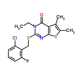 2-[(2-Chloro-6-fluorobenzyl)sulfanyl]-3-ethyl-5,6-dimethylthieno[2,3-d]pyrimidin-4(3H)-one结构式