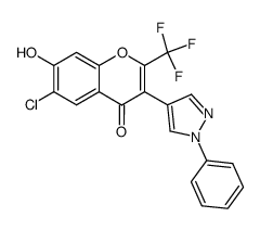 6-chloro-7-hydroxy-3-(1-phenyl-1H-pyrazol-4-yl)-2-trifluoromethyl-chromen-4-one结构式