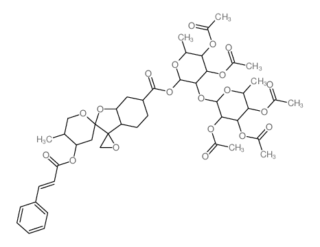 b-D-Glucopyranose,6-deoxy-2-O-(2,3,4-tri-O-acetyl-6-deoxy-b-D-glucopyranosyl)-, 3,4-diacetate1-[decahydro-5''-methyl-4''-[(1-oxo-3-phenyl-2-propenyl)oxy]dispiro[oxirane-2,3'(2'H)-benzofuran-2',2''-[2H picture