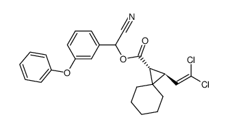 α (RS) cyano-3-phenoxy benzyl (+/-) trans 2-(2,2-dichlorovinyl)-spiro (2,5)-octane-1-carboxylate结构式