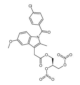 (2S)-2,3-bis(nitrooxy)propyl 2-(1-((4-chlorophenyl)carbonyl)-5-methoxy-2-methylindol-3-yl)acetate结构式