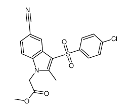 3-[(4-chlorophenyl)sulfonyl]-5-cyano-2-methyl-1H-indole-1-acetic acid methyl ester结构式