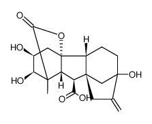 2β,3α,4aα,7-Tetrahydroxy-1β-methyl-8-methylenegibbane-1α,10β-dicarboxylic acid 1,4a-lactone structure