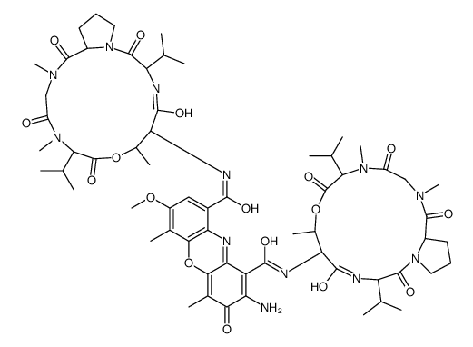 2-amino-7-methoxy-4,6-dimethyl-3-oxo-1-N,9-N-bis[7,11,14-trimethyl-2,5,9,12,15-pentaoxo-3,10-di(propan-2-yl)-8-oxa-1,4,11,14-tetrazabicyclo[14.3.0]nonadecan-6-yl]phenoxazine-1,9-dicarboxamide Structure