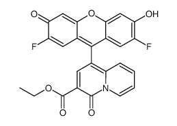 1-(2,7-difluoro-6-hydroxy-3-oxo-3H-xanthen-9-yl)-4-oxo-4H-quinolizine-3-carboxylic acid ethyl ester Structure