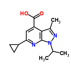 6-CYCLOPROPYL-1-ISOPROPYL-3-METHYL-1 H-PYRAZOLO[3,4-B ]PYRIDINE-4-CARBOXYLIC ACID结构式