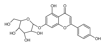 7-(alpha-D-glucopyranosyloxy)-5-hydroxy-2-(4-hydroxyphenyl)-4H-1-benzopyran-4-one结构式