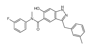 5-[N-(3-fluorophenyl)-N-methylaminocarbonyl]-3-(3-methylbenzyl)-6-hydroxy-1H-indazole Structure