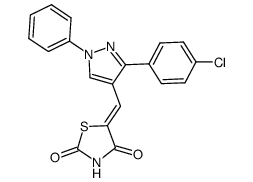 (Z)-5-((3-(4-chlorophenyl)-1-phenyl-1H-pyrazol-4-yl)methylene)thiazolidine-2,4-dione结构式