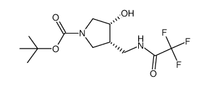1,1-dimethylethyl (3R,4R)-3-hydroxy-4-{[(trifluoroacetyl)amino]methyl}-1-pyrrolidinecarboxylate结构式