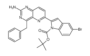 4-benzyl-6-(1-(tert-butoxycarbonyl)-5-bromo-1H-indol-2-yl)pyrido[3,2-d]pyrimidin-2-ylamine结构式