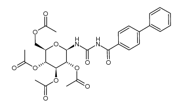 N-(4-phenylbenzoyl)-N'-(2,3,4,6-tetra-O-acetyl-β-D-glucopyranosyl)urea Structure