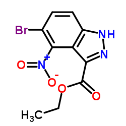Ethyl 5-bromo-4-nitro-1H-indazole-3-carboxylate结构式