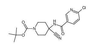 4-[(6-chloro-pyridine-3-carbonyl)-amino]-4-cyano-piperidine-1-carboxylic acid tert-butyl ester结构式