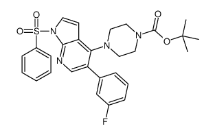 2-Methyl-2-propanyl 4-[5-(3-fluorophenyl)-1-(phenylsulfonyl)-1H-p yrrolo[2,3-b]pyridin-4-yl]-1-piperazinecarboxylate Structure