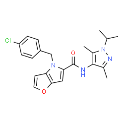 4-(4-chlorobenzyl)-N-[3,5-dimethyl-1-(propan-2-yl)-1H-pyrazol-4-yl]-4H-furo[3,2-b]pyrrole-5-carboxamide structure