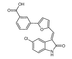 (E)-3-(5-((5-chloro-2-oxoindolin-3-ylidene)methyl)furan-2-yl)benzoic acid Structure