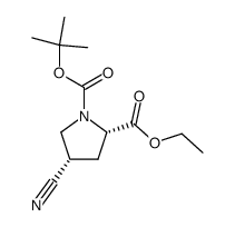 (4S)-1-(tert-butoxycarbonyl)-4-cyano-L-proline ethyl ester Structure