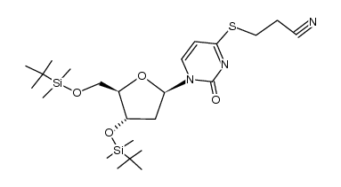 3',5'-bis-O-(tert-butyldimethylsilyl)-S-(2-cyanoethyl)-4-thio-2'-deoxyuridine Structure