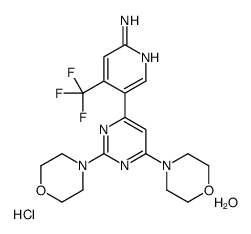 5-(2,6-dimorpholin-4-ylpyrimidin-4-yl)-4-(trifluoromethyl)pyridin-2-amine,hydrate,hydrochloride Structure