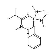 3-isopropyl-N,N,N',N',2-pentamethyl-6-phenyl-1,2-dihydro-1,2,4,5l5-triazaphosphinine-5,5-diamine结构式