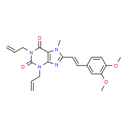 1H-Purine-2,6-dione, 3,7-dihydro-8-(2-(3,4-dimethoxyphenyl)ethenyl)-1, 3-di-2-propenyl-7-methyl-, (E)- picture