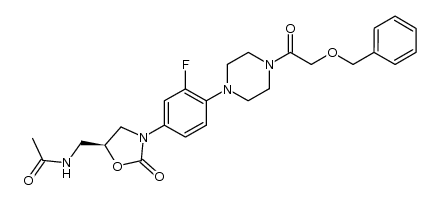 (S)-N-((3-(4-(4-(2-(benzyloxy)acetyl)piperazin-1-yl)-3-fluorophenyl)-2-oxooxazolidin-5-yl)methyl)acetamide Structure