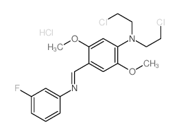 Benzenamine,N,N-bis(2-chloroethyl)-4-[[(3-fluorophenyl)imino]methyl]-2,5-dimethoxy-,hydrochloride (1:1)结构式