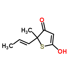 5-Hydroxy-2-methyl-2-[(1E)-1-propen-1-yl]-3(2H)-thiophenone Structure