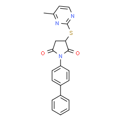 1-(biphenyl-4-yl)-3-[(4-methylpyrimidin-2-yl)sulfanyl]pyrrolidine-2,5-dione Structure
