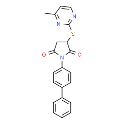 1-(biphenyl-4-yl)-3-[(4-methylpyrimidin-2-yl)sulfanyl]pyrrolidine-2,5-dione structure