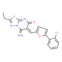 (6E)-6-{[5-(2-chlorophenyl)furan-2-yl]methylidene}-2-ethyl-5-imino-5,6-dihydro-7H-[1,3,4]thiadiazolo[3,2-a]pyrimidin-7-one picture