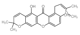 2H,6H-Pyrano[3,2-b]xanthen-6-one,5- hydroxy-8-methoxy-2,2-dimethyl-7-(3- methyl-2-butenyl)- structure