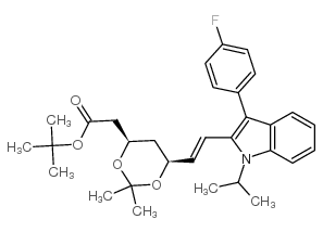 (4R,6S)-6-[(1E)-2-[3-(4-Fluorophenyl)-1-(1-methylethyl)-1H-indol-2-yl]ethenyl]-2,2-dimethyl-1,3-dioxane-4-acetic Acid 1,1-Dimethylethyl Ester结构式