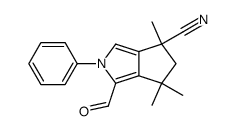 1-formyl-2-phenyl-2,4,5,6-tetrahydro-4,6,6-tetramethylcyclopentapyrrole-4-carbonitrile结构式