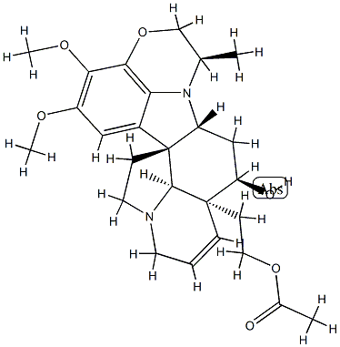 (4β)-25-Acetyl-6,7-didehydro-15,16-dimethoxy-22α-methyl-4,25-secoobscurinervan-4-ol结构式