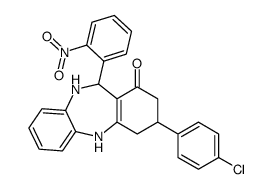 9-(4-chlorophenyl)-6-(2-nitrophenyl)-5,6,8,9,10,11-hexahydrobenzo[b][1,4]benzodiazepin-7-one Structure