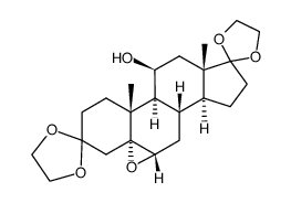 3,3,17,17-bis-ethanediyldioxy-5,6α-epoxy-5α-androstan-11β-ol结构式