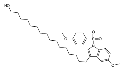 16-[5-methoxy-1-(4-methoxyphenyl)sulfonylindol-3-yl]hexadecan-1-ol结构式
