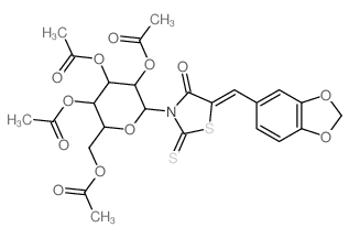 4-Thiazolidinone,5-(1,3-benzodioxol-5-ylmethylene)-3-(2,3,4,6-tetra-O-acetyl-b-D-glucopyranosyl)-2-thioxo-结构式