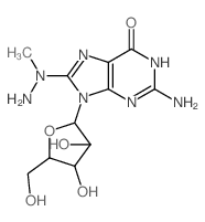 2-amino-8-(amino-methyl-amino)-9-[3,4-dihydroxy-5-(hydroxymethyl)oxolan-2-yl]-3H-purin-6-one结构式