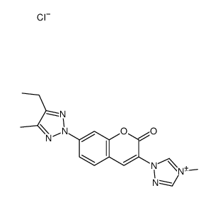 7-(4-ethyl-5-methyltriazol-2-yl)-3-(4-methyl-1,2,4-triazol-4-ium-1-yl)chromen-2-one,chloride Structure